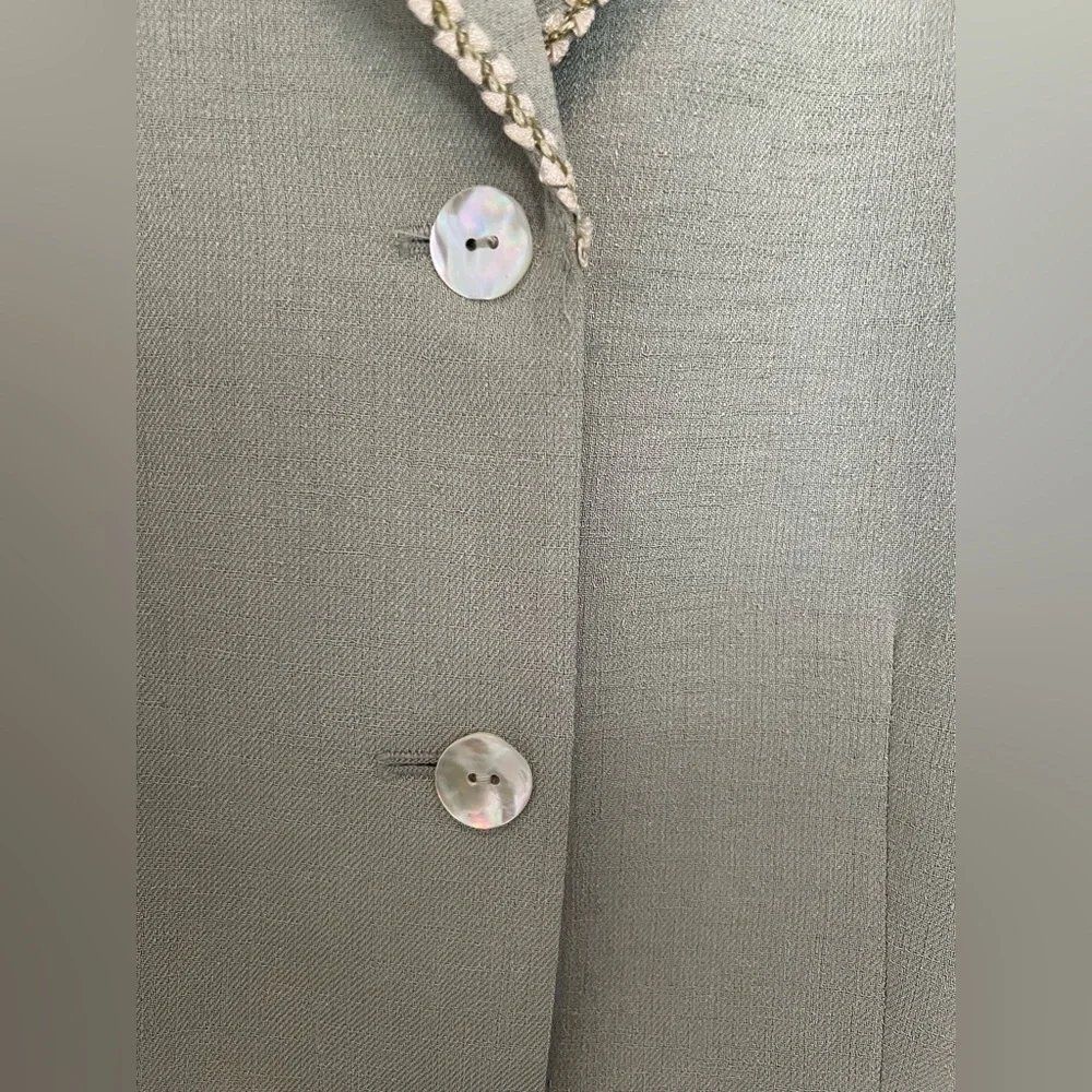 Kasper A.S.L. Skirt Suit Set Size 10 Sage Green Blazer & Pencil Skirt Vintage